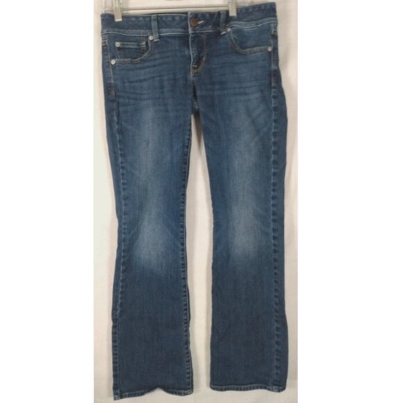American Eagle Slim Boot Bootcut Jeans Women's 8 Regular Stretch Low Rise Dark - Picture 3 of 5
